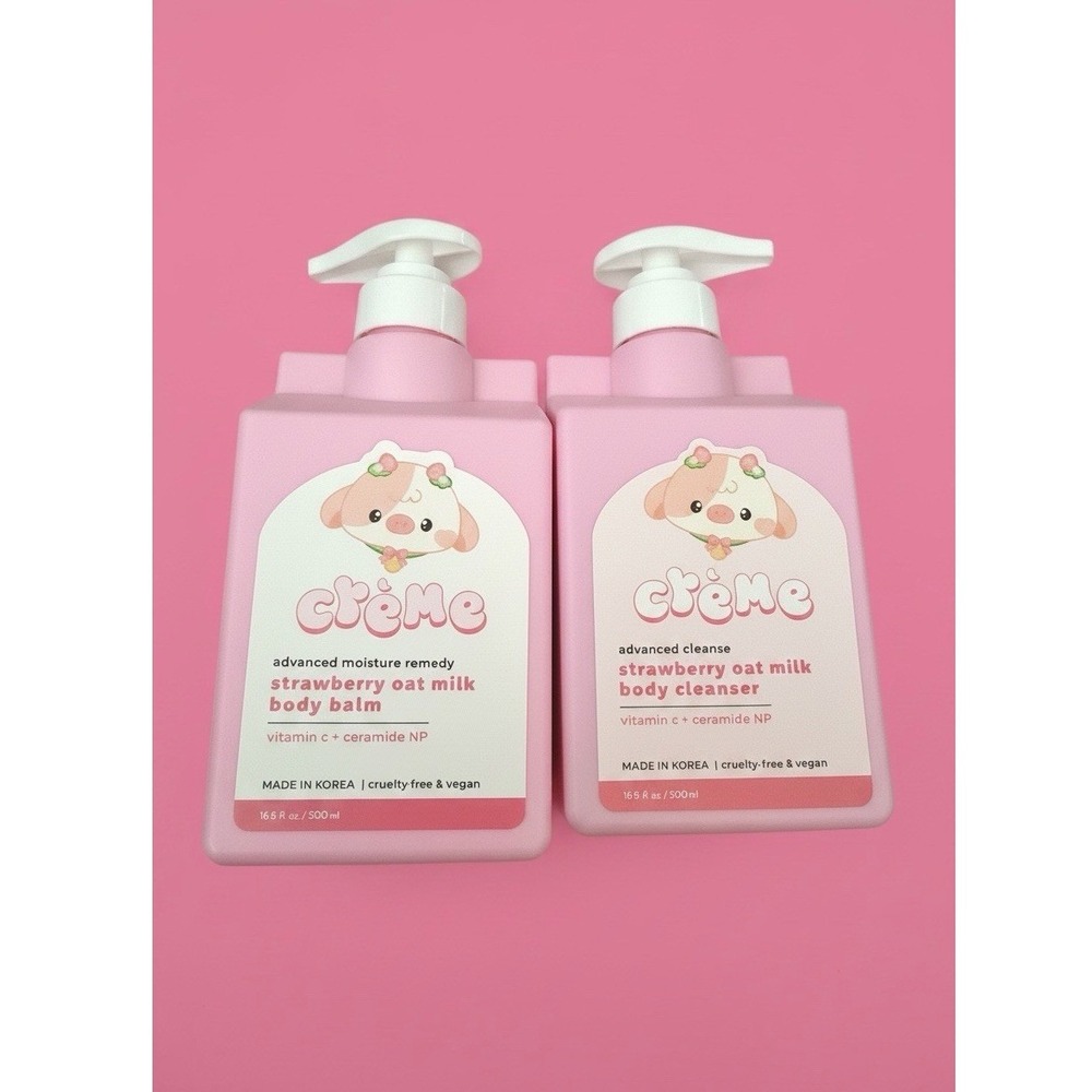 The Creme Shop Strawberry Oat Milk Body Balm and Cleanser Set Vitamin C Ceramide